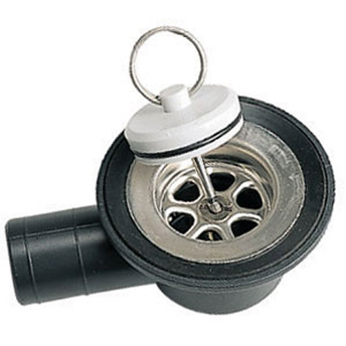 Bonde INOX coud�e d'�vier per�age 35 mm, tuyau 25 mm