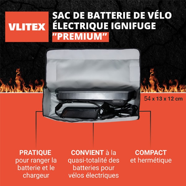 Sacoche anti-feu VLITEX pour vlo lectrique Taille XL