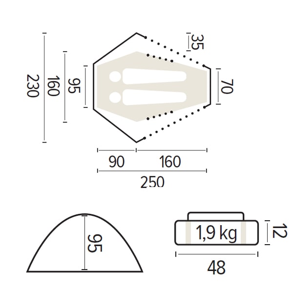 Tente de randonne profile JAMET OURAL 2 places