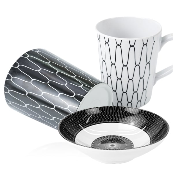 Lot de vaisselle Mlamine BLACK WHITE