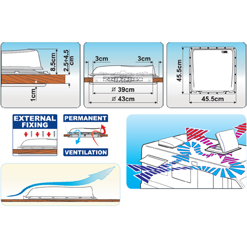 Lanterneau Turbo-Vent Crystal FIAMMA Reconditionn 