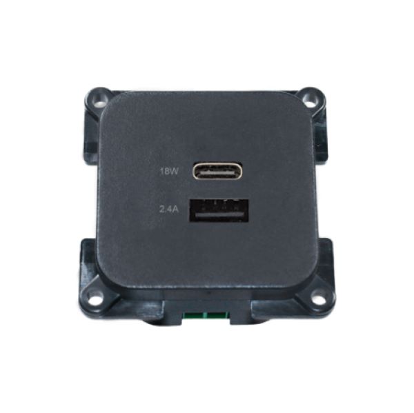 Prise USB A + C encastrable anthracite
