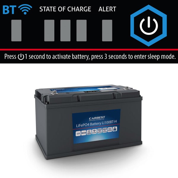 Batterie lithium LiFePO4 100Ah Bluetooth pour camping-car bateau