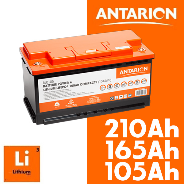 Batterie Lithium 12V 105-165-210 Ah Bluetooth Power+ ANTARION 