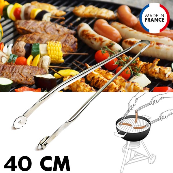 Pince barbecue inox  roulettes GRILL UP 40CM