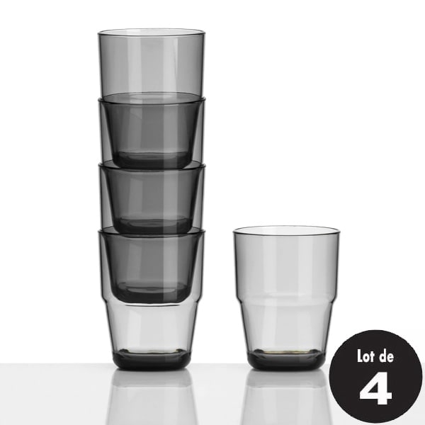 Lot de 4 verres 23 cl Smoke Grey