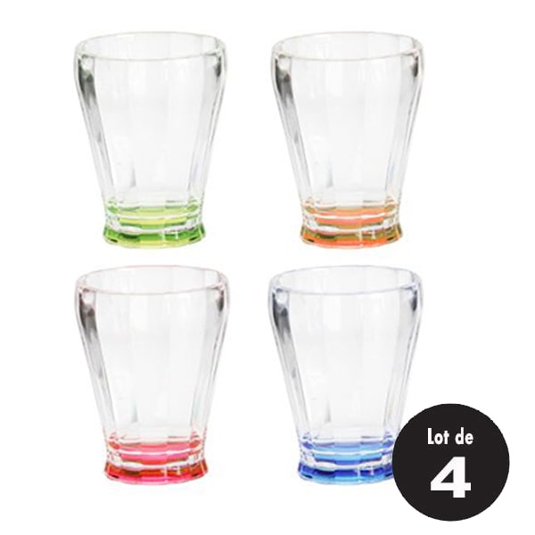 Lot de 4 verres 22cl acryliques multicolores