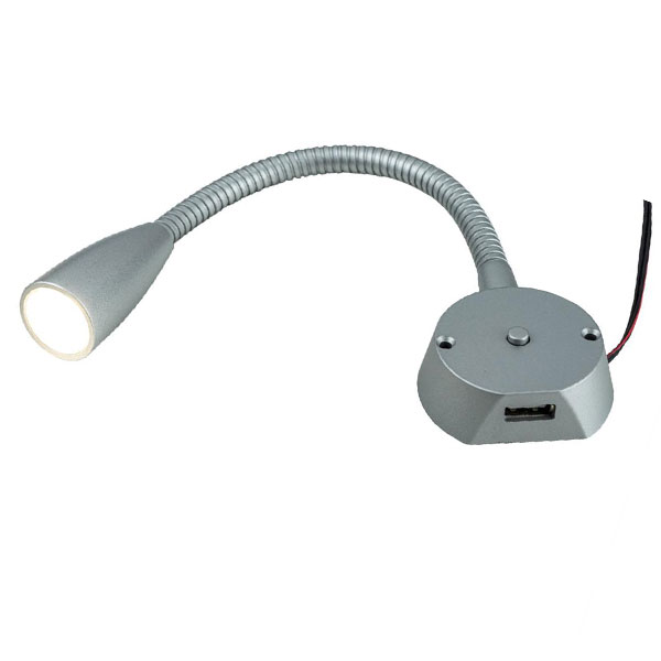Spot LED gris 10-30V 1W USB
