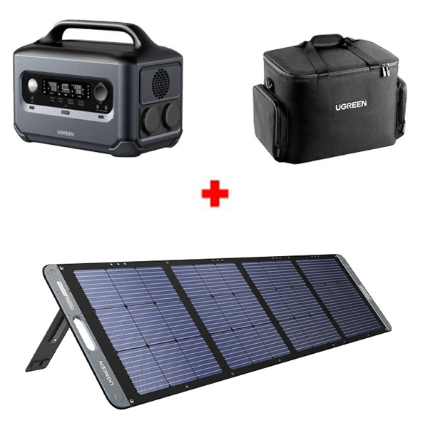 Station lectrique portable 1200W + Panneau solaire 200W + Sacoche transport