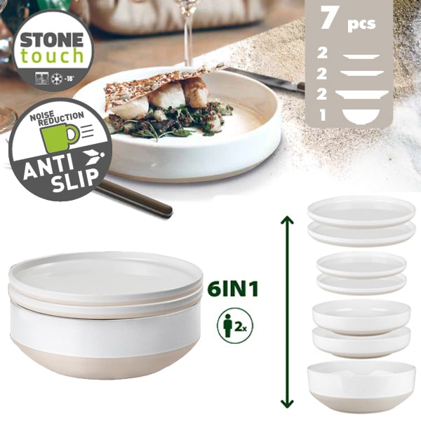 Lot de vaisselle Stone Touch ODETTE 6 en 1