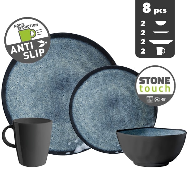 Lot de vaisselle Stone Touch VENETIAN TETE A TETE