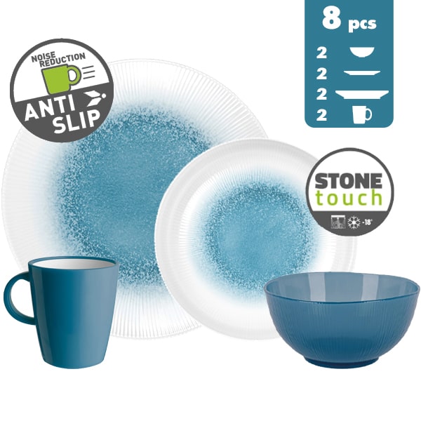 Lot de vaisselle Stone Touch METEORE TETE A TETE
