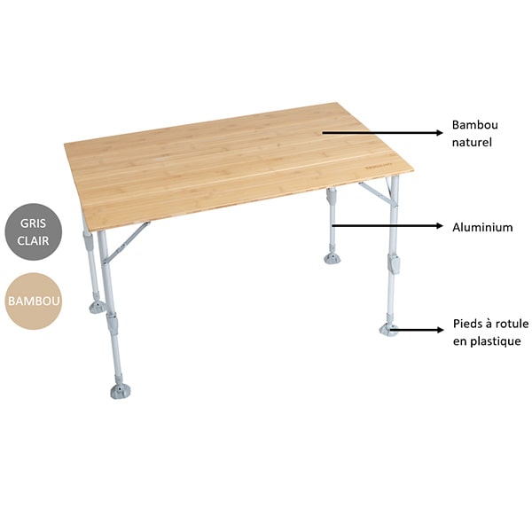 Table de camping Bambou Trigano 4 plis 100X60