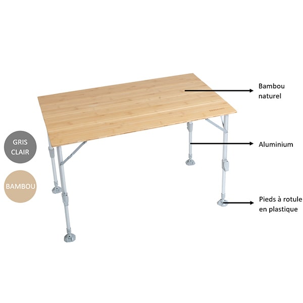 Table de camping Bambou Trigano 100X70