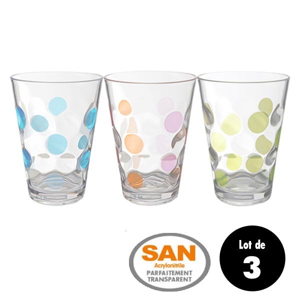 Lot de 3 verres BALOONS multicolores 35cl 