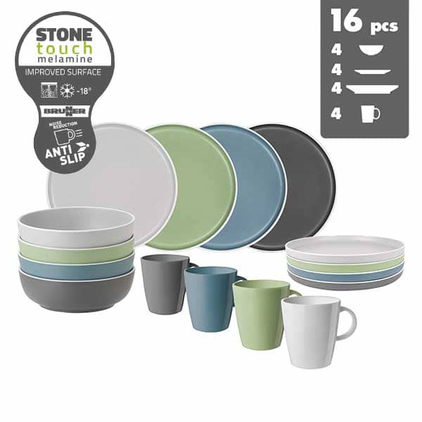 Lot de vaisselle Mlamine DOLOMIT anti-drapant