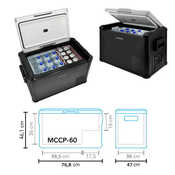 Glacire 60L  compression 12/24V et 230V MESTIC MCCP-60 AC/DC