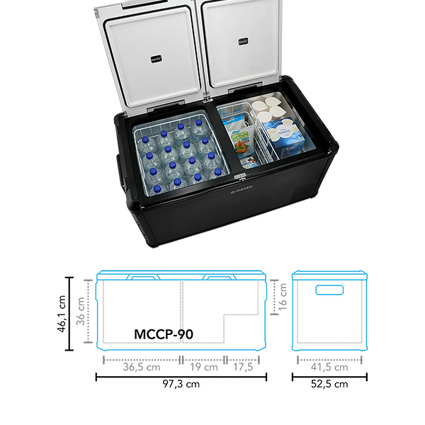 Glacire 90L  compression Dual Zone 12/24V et 230V MESTIC MCCP-90 AC/DC