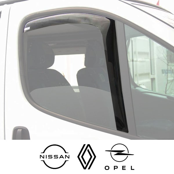 Déflecteurs Latéraux ClimAir Noir - Compatibles Renault Trafic Et Opel Vivaro (2001-2014) - Verre Acrylique