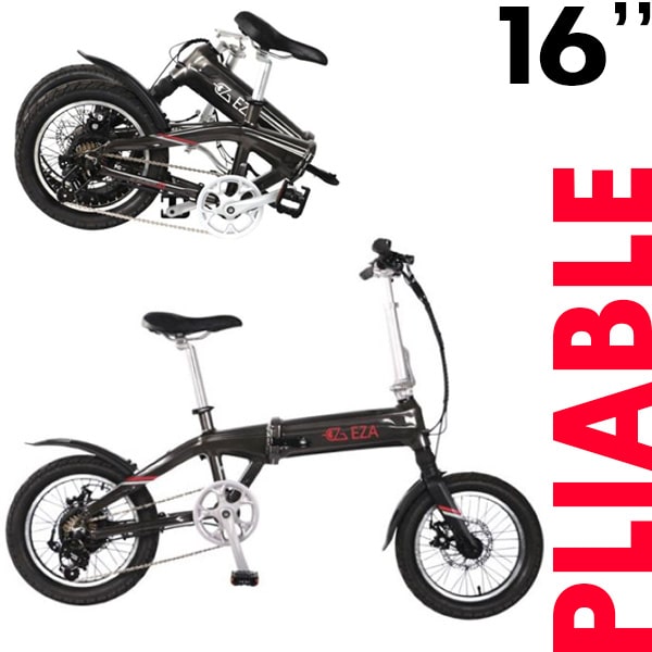 Vlo  assistance lectrique pliable Key West 16'' 7.8Ah EZA Noir
