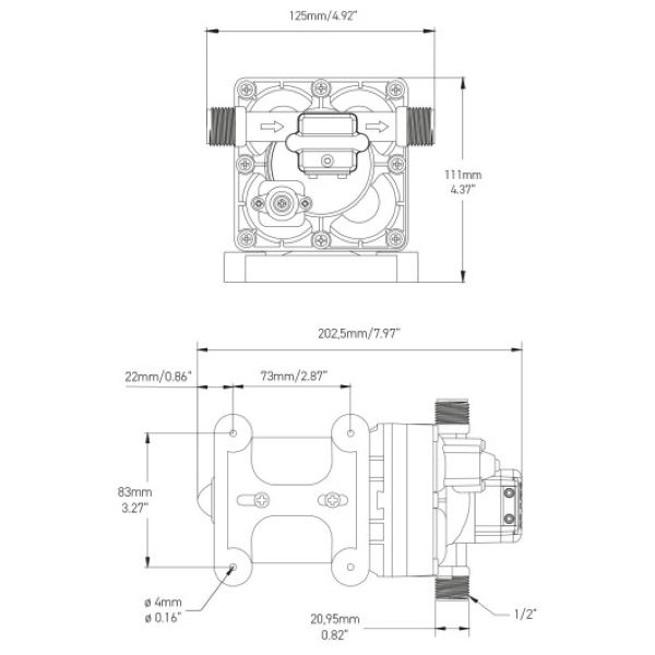 Pompe  eau 12V  membrane avec bypass et pressostat