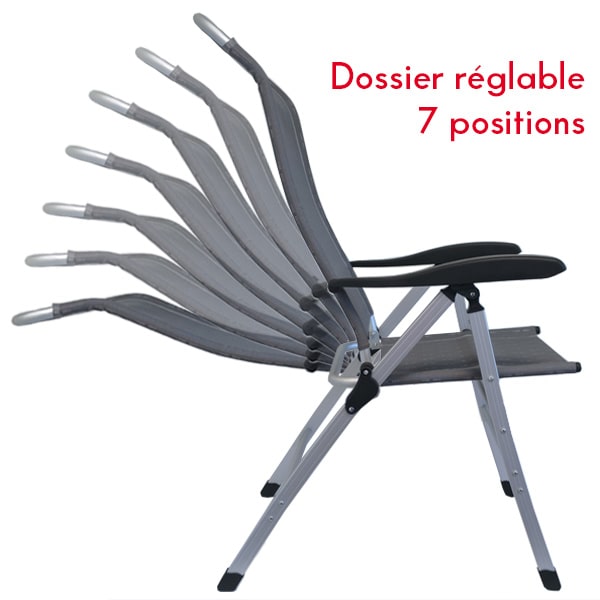 Fauteuil inclinable alu dossier haut ECO Basalte TRIGANO