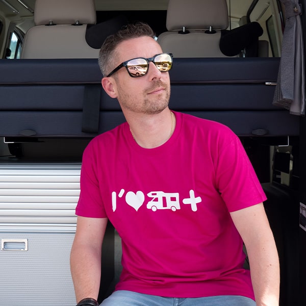 TShirt Camping-car Plus Enfant coton ROSE FUCHSIA