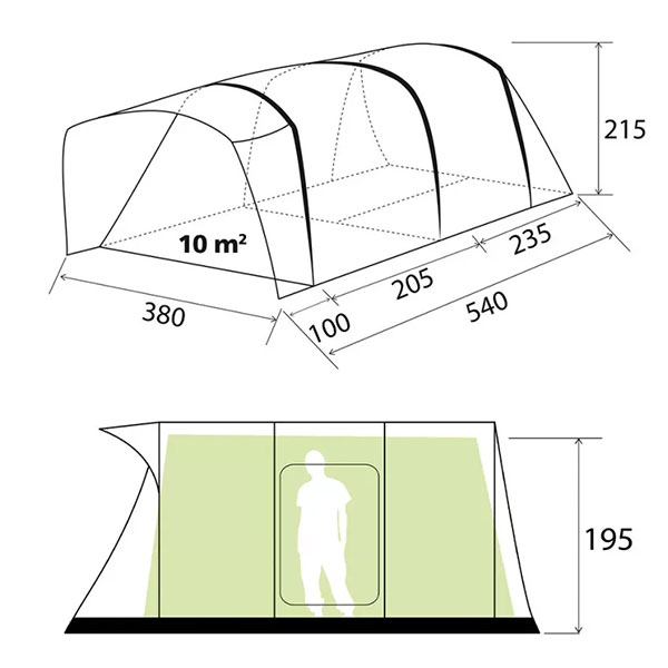 Tente PARAISO 5/6 Hauteur 1m95