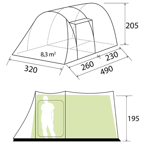Tente ARQUS OUTDOOR 5 Hauteur 1m95