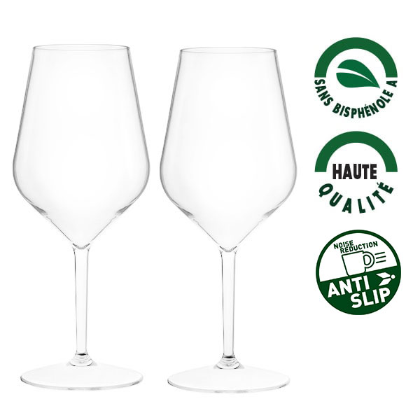 Lot de 2 verres  vin anti-drapants 47 cl