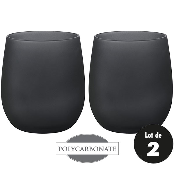 Lot de 2 verres  eau Satin noir Polycarbonate 35 cl
