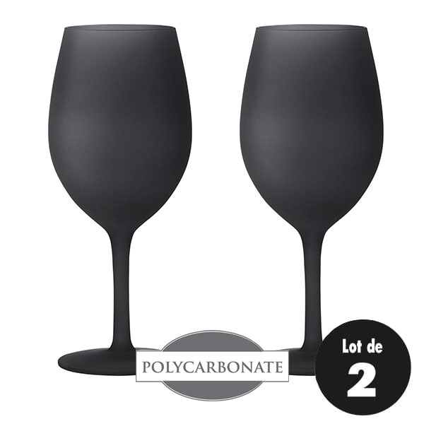 Lot de 2 verres  vin Satin noir Polycarbonate 60 cl