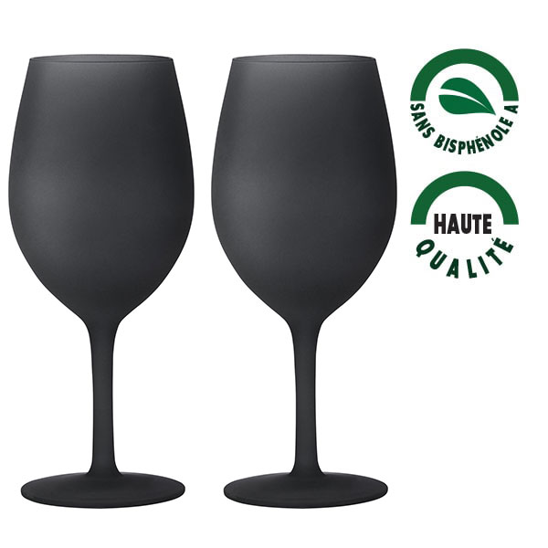 Lot de 2 verres  vin Satin noir Polycarbonate 60 cl