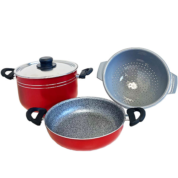 Popote alu rouge 22 cm 4 pices