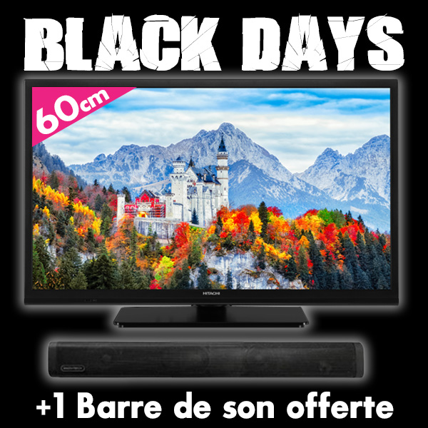 TV SMART LED FULL HD 60cm HITACHI + Barre de son bluetooth 48cm INOVTECH
