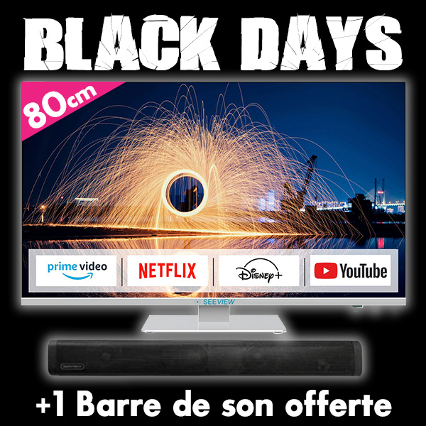 TV SMART Android 11 FHD 82cm SEEVIEW + Barre de son bluetooth 48cm INOVTECH