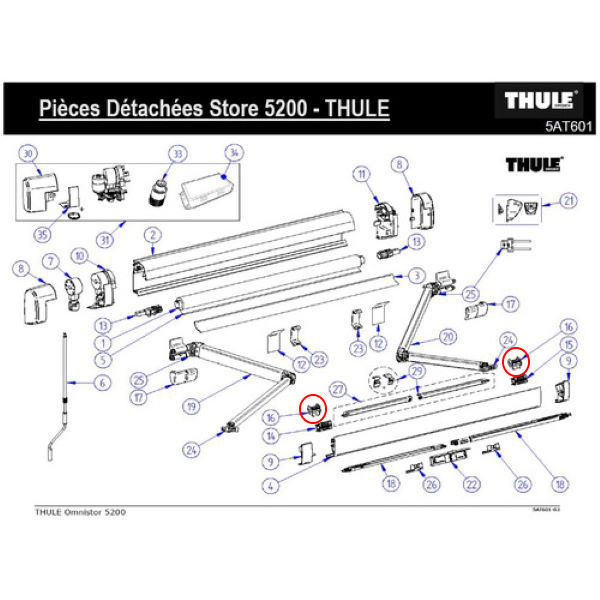 Supports barre de tension pour store 5200 THULE 