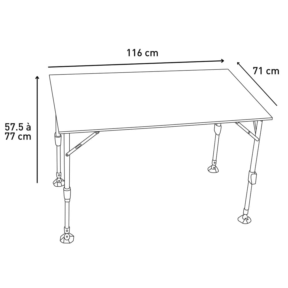 Table camping ultra l�g�re nid d'abeille 116 x 71 TRIGANO