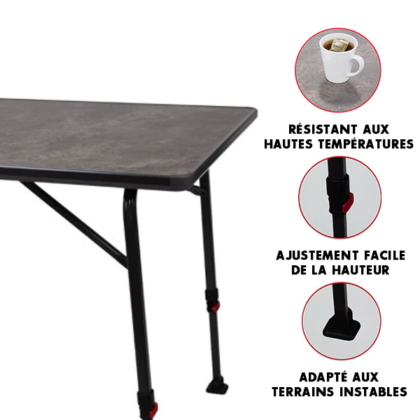 Table camping ultra lgre nid d'abeille Trigano 116x71cm 