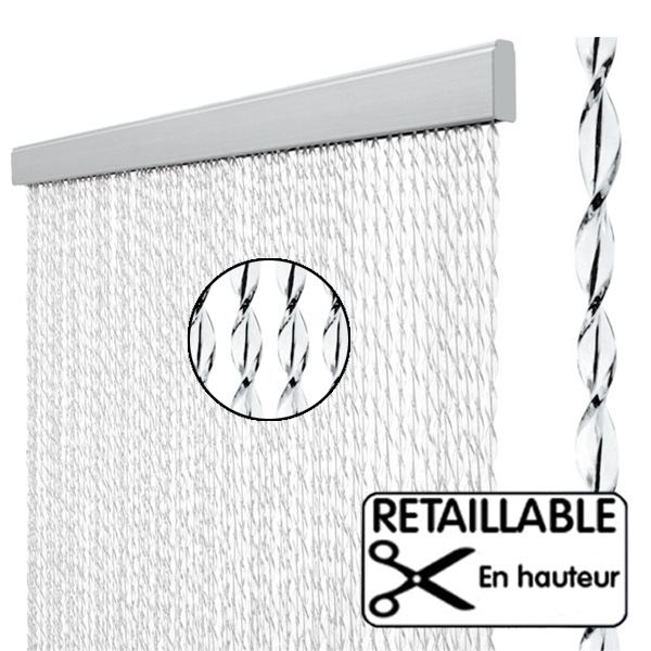 Rideau de porte PVC 60 x 190 cm Noir