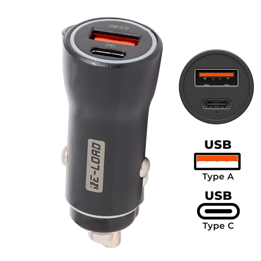 Prise allume-cigare double USB-A / USB-C 20W