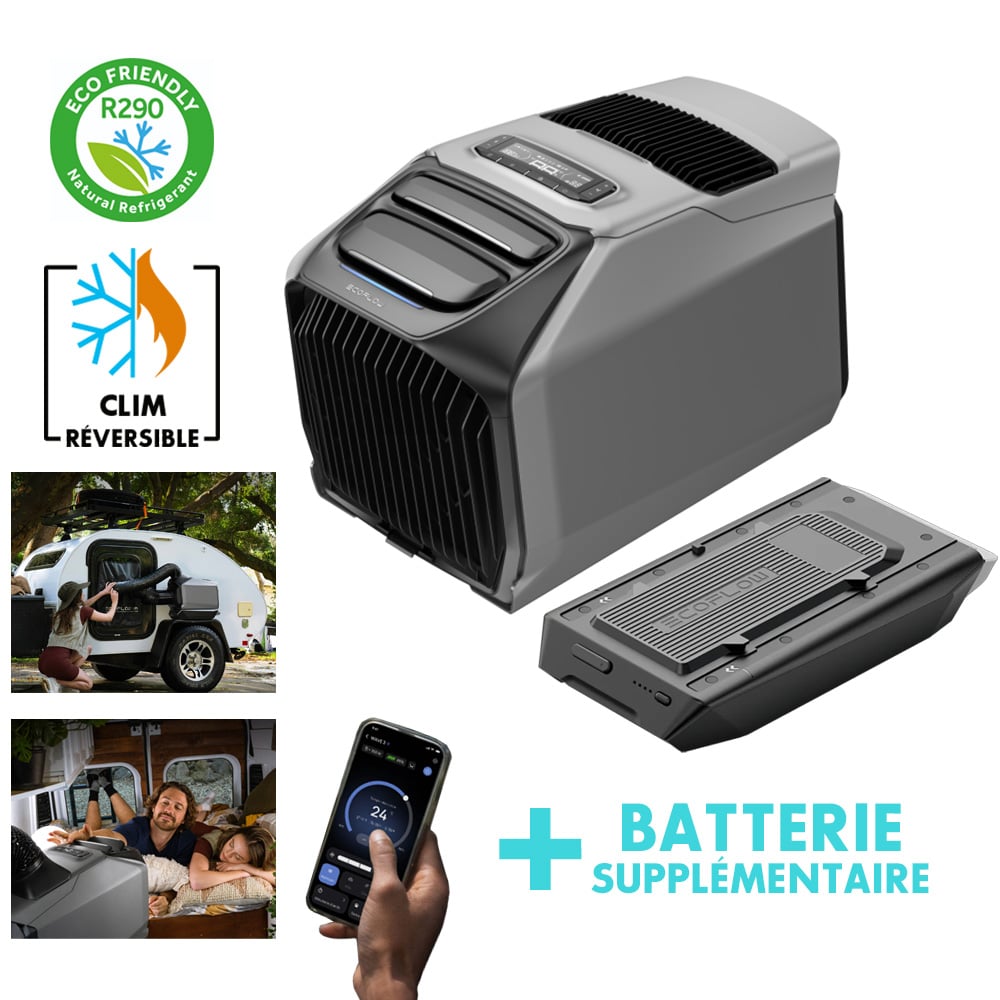 Climatiseur Portable Ecoflow Wave 3 et batterie supplmentaire Wave 2-3