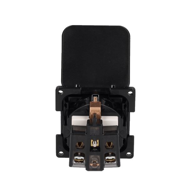 Prise 230V SCHUKO Noire avec couvercle
