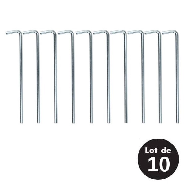 Jeu de 10 piquets camping mtal 6mm