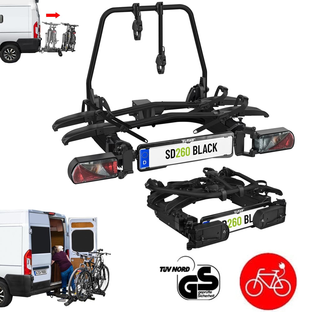 Porte-vlos coulissant sur attelage EUFAB SD260 noir