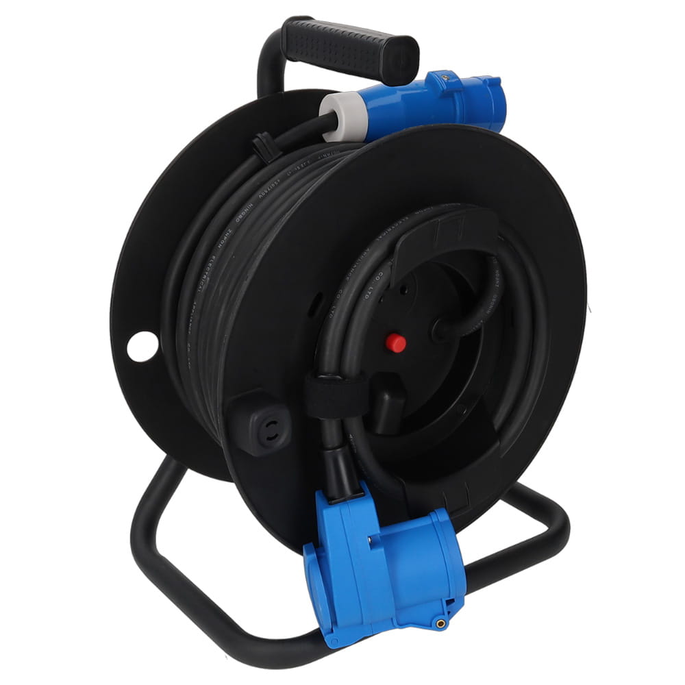 Enrouleur 25m c�ble �lectrique fiche et prise CEE