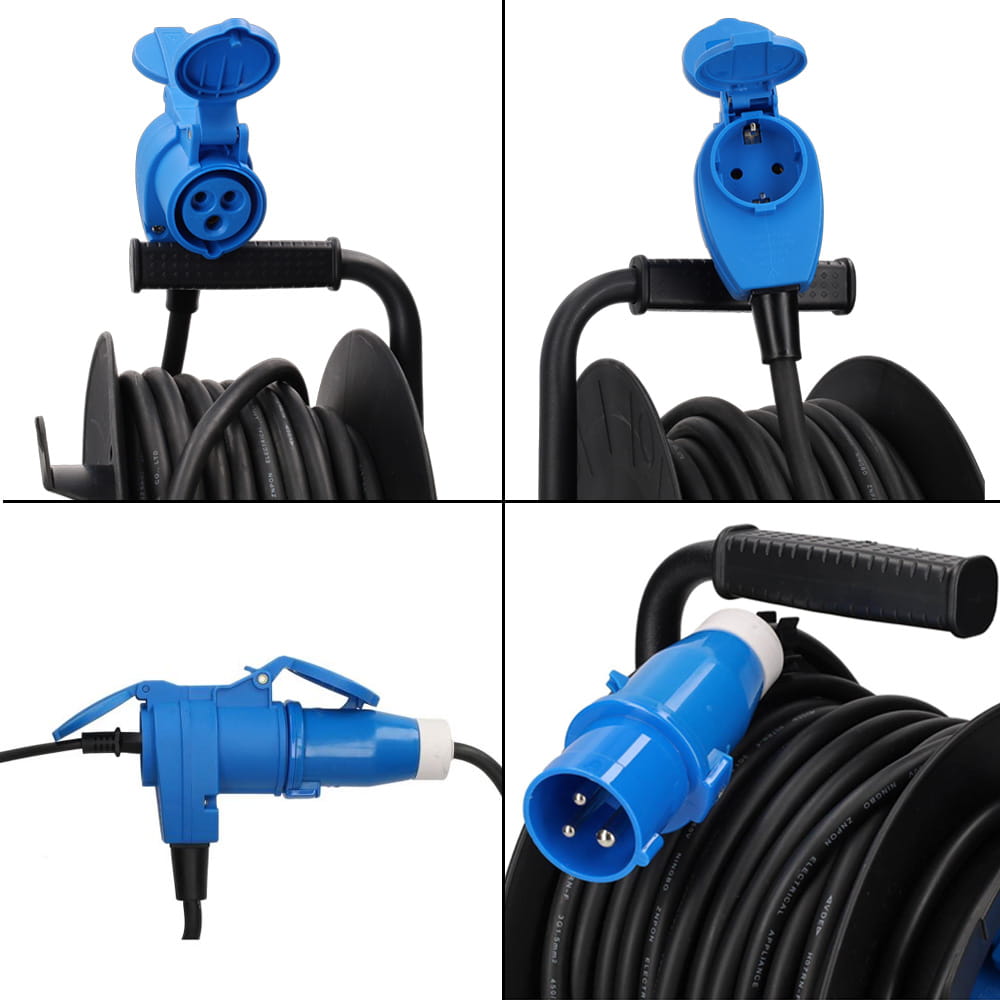 Enrouleur 25m c�ble �lectrique fiche et prise CEE