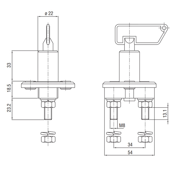 Coupe batterie 24V  cble 100A avec cl