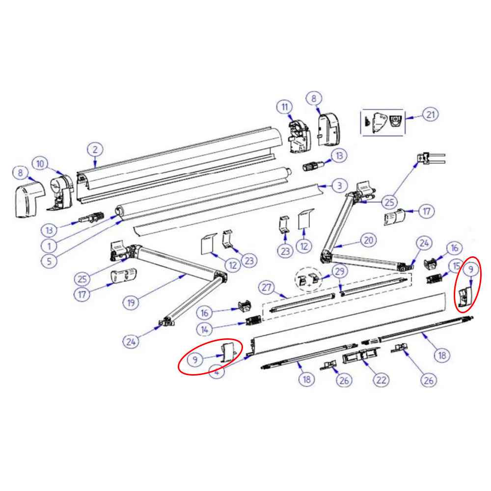 Embouts de faade store 5200 anthracite THULE 