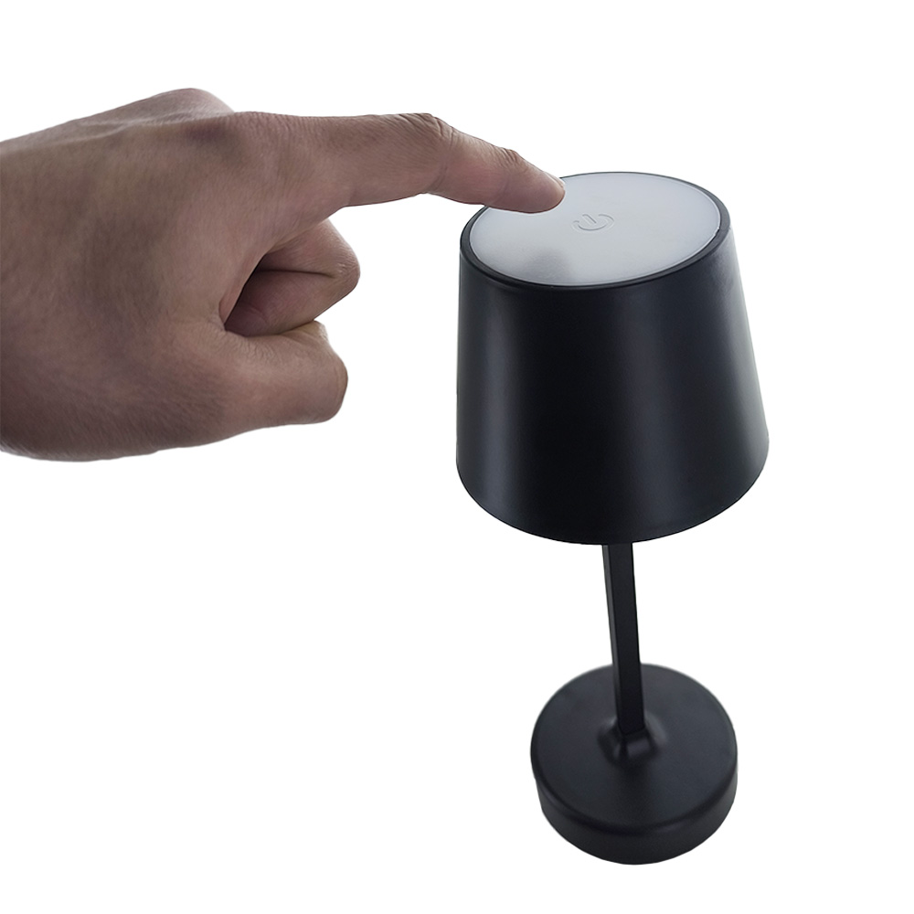 Lampe de table LED tactile noire 26cm